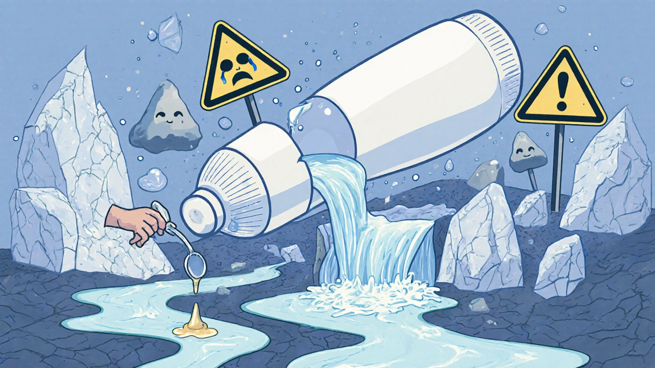 クリームが分離し、油と水が逆流する異常な風景の抽象的描写。