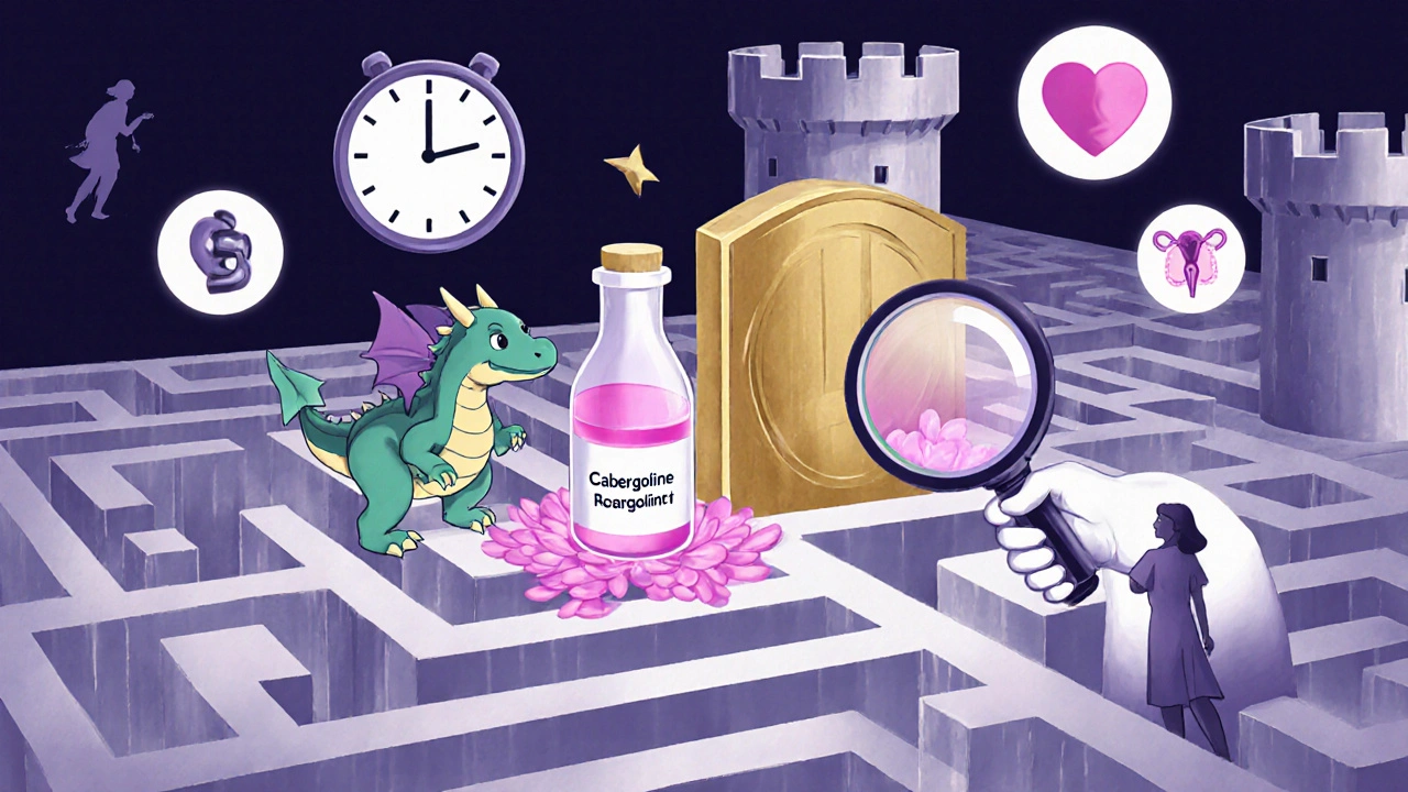 MRIの迷宮に住む腫瘍ドラゴンを薬で溶かす医師の surreal なシーン。