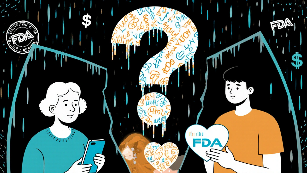 三世代が薬の選択をめぐり、鏡に映る異なる価値観が描かれている。