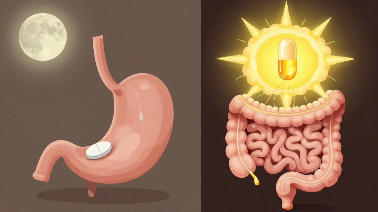 脂質ベース薬と一般薬の吸収の違いを象徴する二つの薬の対比。