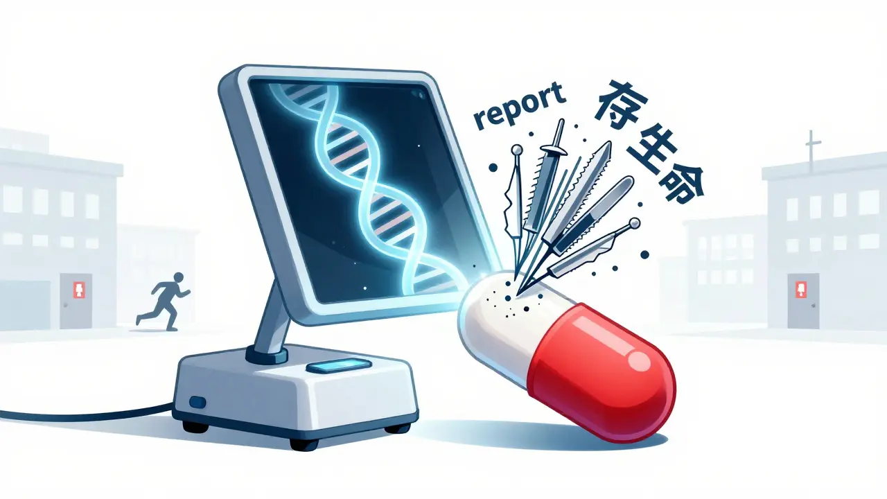 ポータブル分光器が薬の分子構造をX線で表示、一方はDNA、他方は刃物の混ざり合い