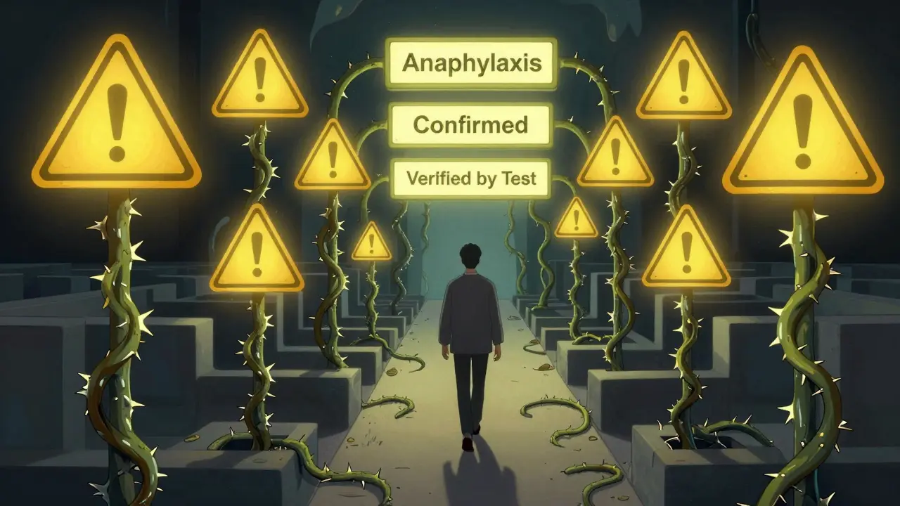 偽警告の棘だらけの迷路を抜け、AIが正しい警告だけを残す道を歩む患者。