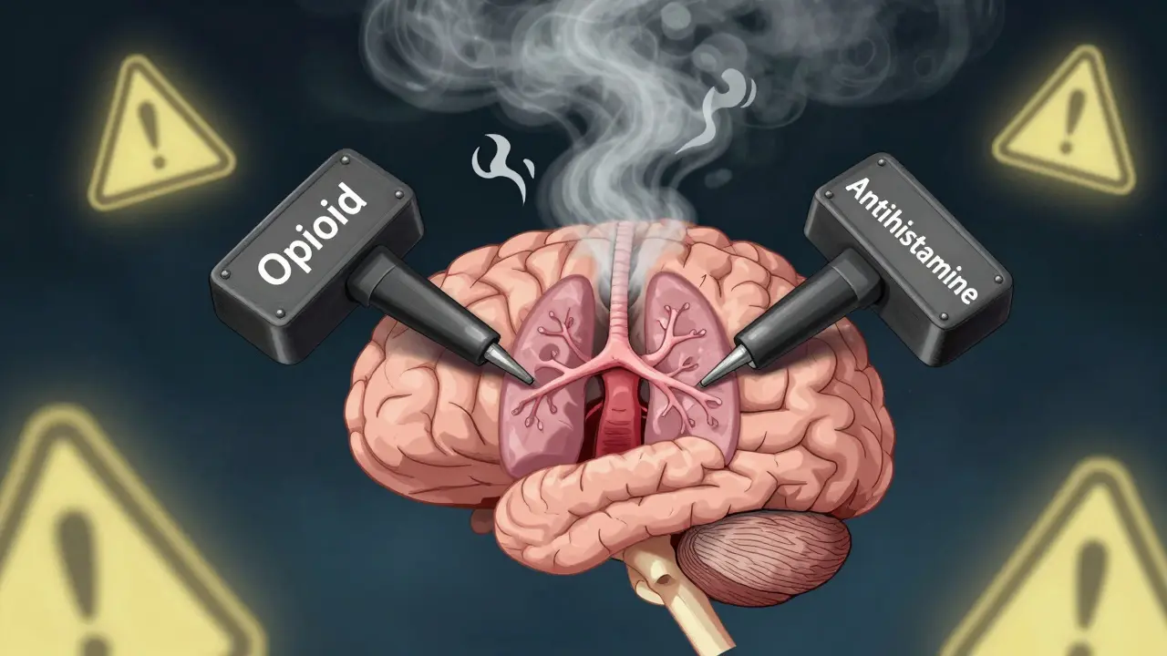 オピオイドと抗ヒスタミン薬の併用：過剰な眠気と呼吸抑制のリスク