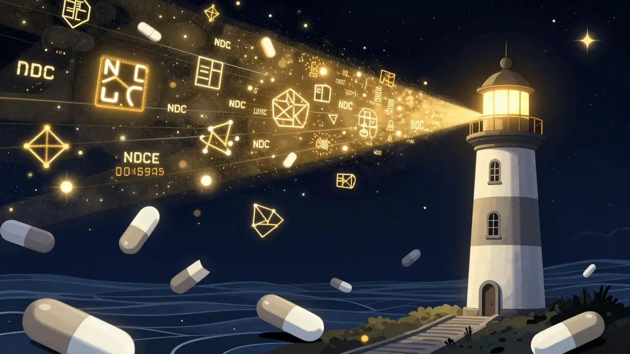 FDAデータベースを光の灯台として描いた概念的なイメージ